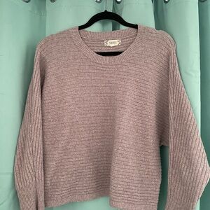 Pink Rose Women's Ribbed Crew Neck Sweater - Taupe